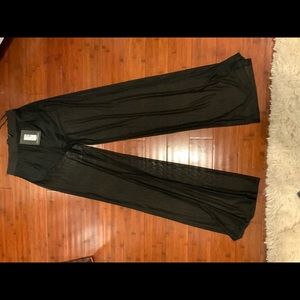 Shamira Black Sheer Stripe Wide Leg Trousers